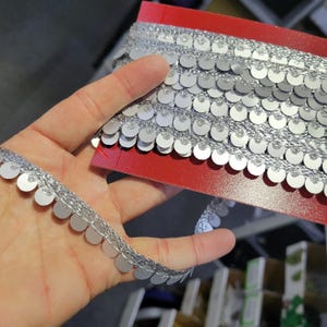 Silver Sequin Trim – Sparkle Sewing Border, 12mm, 3 Meters