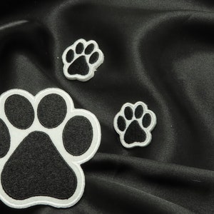Paw Print Iron On Patch Applique - Puppy Paw Prints Thick felt 2 sizes to choose from White