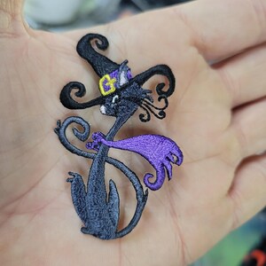 Witches Cat  Hat Iron On Embroidered Patch (1 5/8" x 2 1/2")