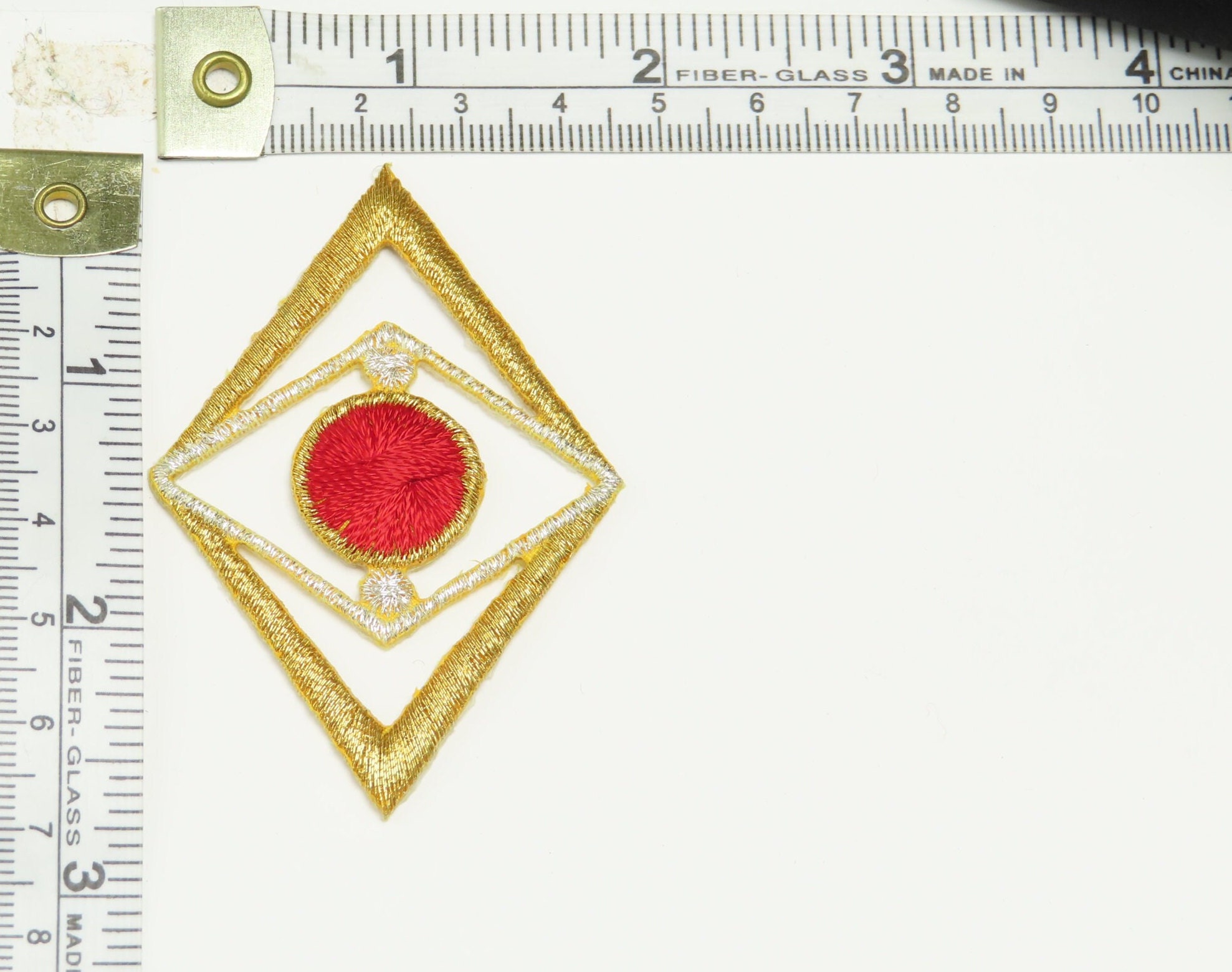 Decorative Diamond Patch Metallic Gold Embroidered Applique 1 3/4" X 2 ...