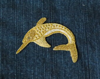 Metallic Gold Dolphin Patch (2 5/8" x 2 1/8")
