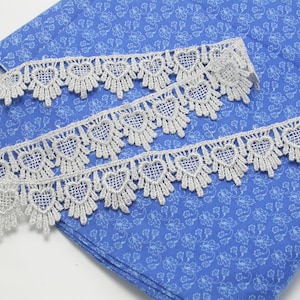 Venise Lace 1 1/2" Drop Metálico Prata - 5 jardas Rayon e Metálico