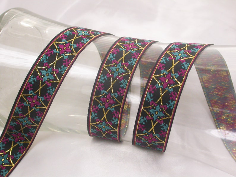 Fancy Mardi Gras Metallic 3 yards choice of 10 colors 1 Fleur De Lys Jacquard Ribbon 25mm