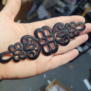 Black Filigree Embroidered Iron On Patch