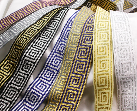 3//4/" Greek Key Jacquard Ribbon Trim x various lengths