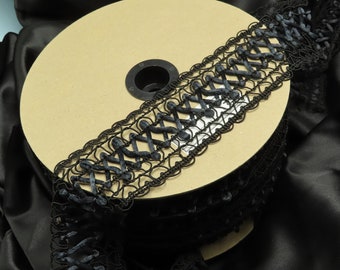 Fancy Gimp Braid 2 5/8" wide 66mm wide Black Rat Tail Zig Zag Sewing Craft Trim Border Per Yard