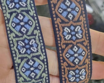 Jacquard Ribbon 1 " (25mm) Vintage geometric Floral Priced Per 3 yards