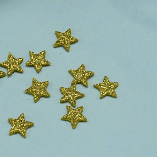 10 x Star 1/2" Metallic Gold  Iron On Patch Applique mini stars