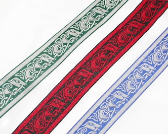 Celtic Beastie Jacquard Ribbon 1 1/4" (31.75mm) SCA  choice of 3 colors polyester 3 Yards