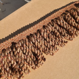 4 yards Bullion Fringe 4&quot; Tricolor (3/16&quot;) twists. Sewing Lamp home decorator trim brown rust tan