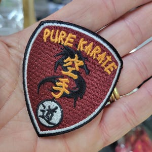 Karate Patch Measures 2 1/8" across x 2 1/2" high approximately marital arts