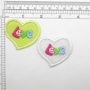 5 x Love Heart Patch 1 3/4&quot; x 2&quot; Embroidered iron on Applique