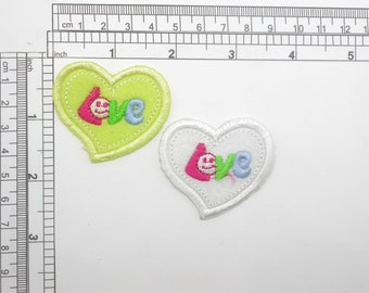 5 x Love Heart Patch 1 3/4" x 2" Embroidered iron on Applique
