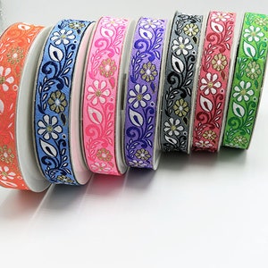 Jacquardband 1" 25mm Holladazy Floral 3 Meter & oben