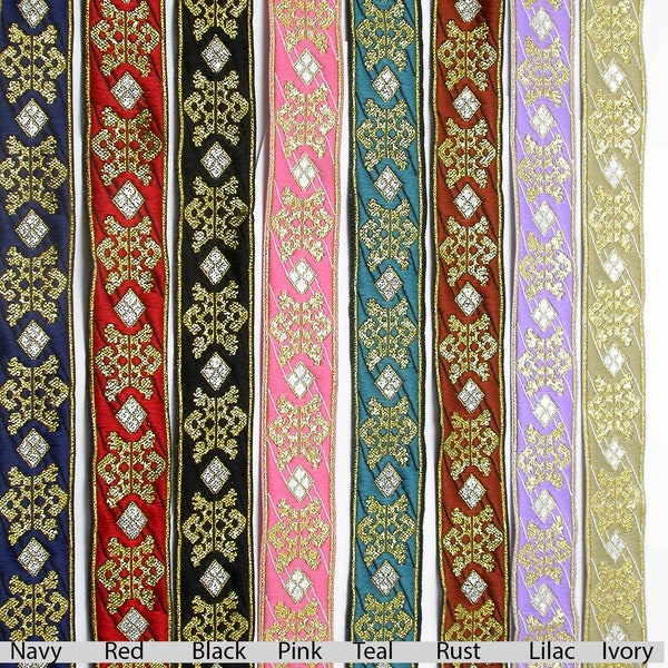 Crown Snowflake Jacquard Ribbon 1" (25mm) *Colors* Priced Per Yard  Available in 8 Color Combos - our new exclusive design