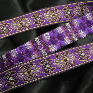 Jacquard Band Lila 22 mm Metallic Silber & Gold Mittelalter Lorica preiswerte Meterware