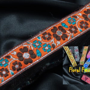 Fita Jacquard 1" 25mm Estilo Fiesta Floral 3 jardas ou mais