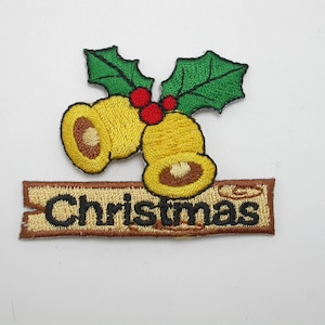 Christmas Bells  Iron On Patch Applique 2 1/2&quot; across x 1 7/8&quot; high