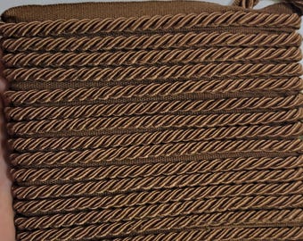 5 yards 1/4" Cord Brown Cordedge on 5/8" Lip (16mm) High End  Rayon