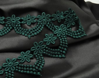 Venice Lace 2 1/4" 57mm Hunter green Floral Droplet Priced Per Yard Beautiful Quality 100% Rayon