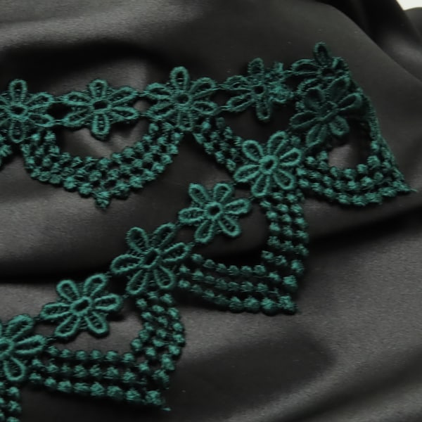 Venice Lace 2 1/4" 57mm Hunter green Floral Droplet Priced Per Yard Beautiful Quality 100% Rayon