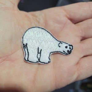 Sparkle Polar Bear Iron On Patch, Applique (1 1/2" x 2")