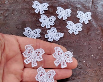 10 motivi a fiocco in pizzo veneziano, applicazioni bianche da cucire
