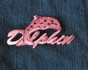 Dolphin Sparkle Iron sur patch Rose Bleu ou Violet