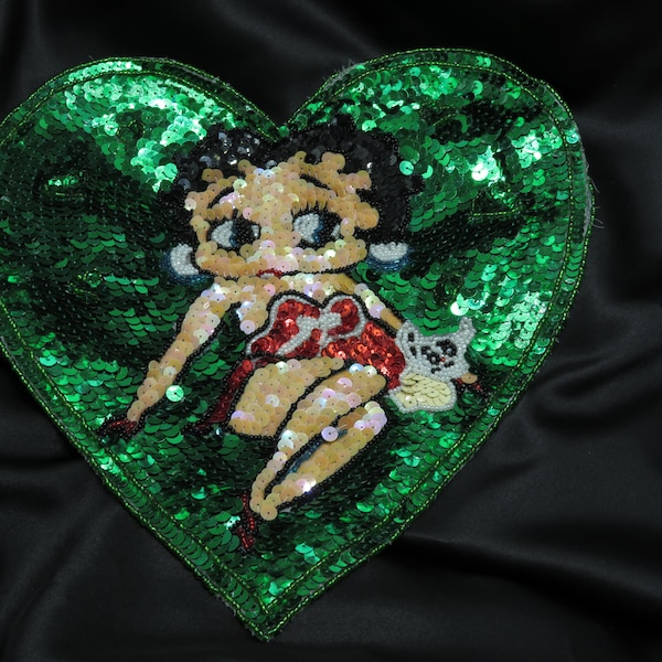 Betty Boop Sequin & Bead Patch Large 6" or 11" high Vintage Rare sp061