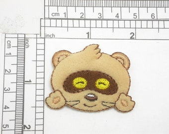 Raccoon Face Iron on Embroidered Applique Patch
