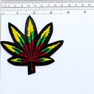 Rasta Marijuana Leaf Iron On Patch (3 1/4" x 3 1/2")