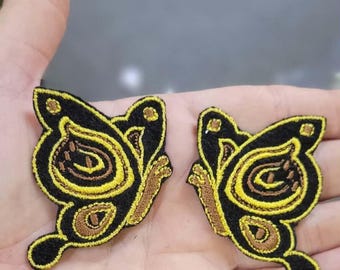 Side Butterfly Patch Pair Yellow & Brown  2 1/8" x 1 3/4" each piece  54mm x 44mm