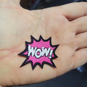 Wow Cartoon Patch Comic Style Punch word Iron on Woven  Applique