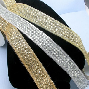 Perlen Sari Saree Bordüre Super Sparkles 1 3/4 "(45mm) Meter Gold, Silber oder Kupfer