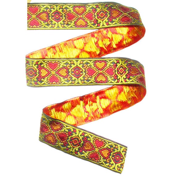 1/" 25mm /'Fanfare/' Jacquard Ribbon x 1 yard various colours