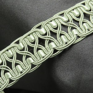 Braid 1 1/8&quot;  (28.5mm) Seafoam Flat Complex Weave High End Priced Per Yard Sewing Upholstery Trim