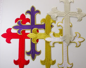 Cross Patch 12" Iron On Applique - Latin Cross 12" x 8 7/8" (305mm x 225.4mm)   Fully Embroidered