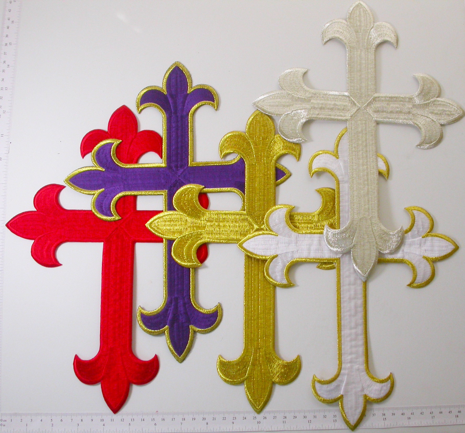 Cross Appliques w/ Iron On Backing & Latin Cross (For Vestments)