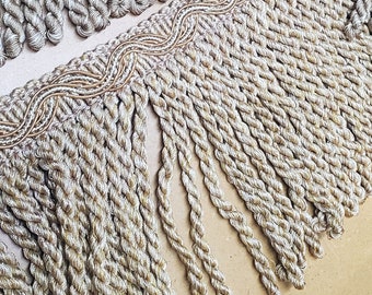 Chunky Bullion Fringe 6 1/2" (152 mm) Hoog geprijsd op maat gesneden Goud Beige Mix