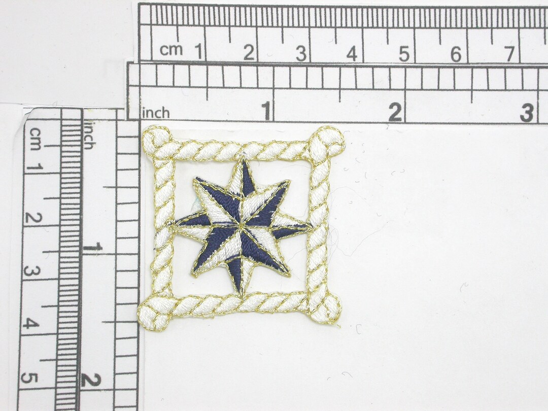 Nautical Star in Rope Iron on Applique Measures 2 1/8