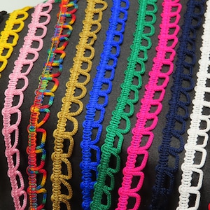 Frange a treccia ad anello 5/8 "16 mm colori vivaci rifiniture per cucire 5 iarde e oltre