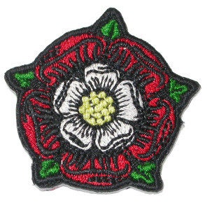 English Tudor Rose Iron On Patch Applique - 1 1/8&quot; across x 1 1/8&quot; high