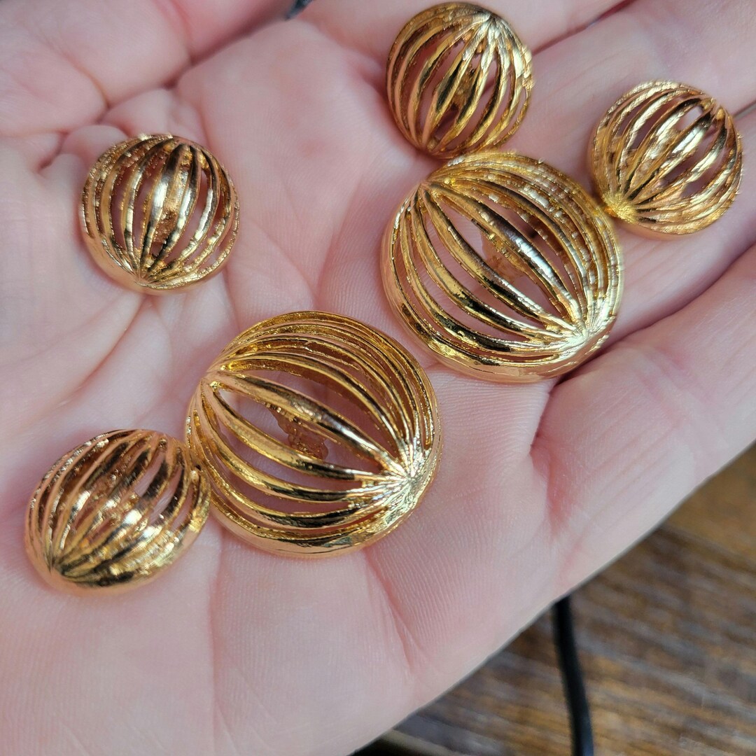 3 X Domed Cast Metal Button 28mm or 18mm Bright Gold Finish Shank - Etsy