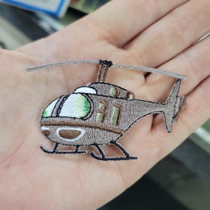Helicopter Iron On Embroidered Applique (3x1 7/8")