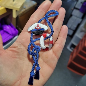 Embroidered Nautical Applique: Rope, Hat & Preserver (1 7/8 x 5 1/4")