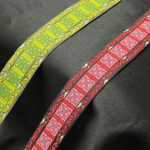 Jacquard Ribbon 1&quot; (25mm) Celtic Heart Blocks Priced Per yard  Red or Green