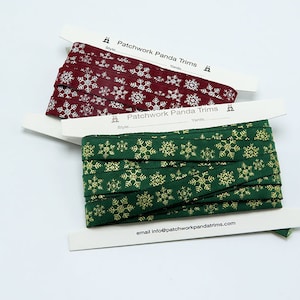 Schneeflocke Jacquardband 5/8" 16mm 12 Meter Rot/Silber oder Gold/Grün