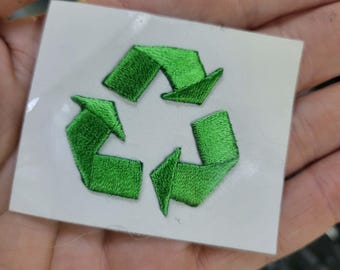 Embroidered Recycle Symbol Iron-On Applique Patch (1 1/2")