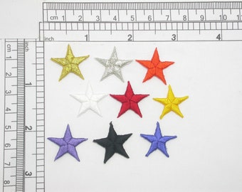 10 x ster 3/4" (19 mm) opstrijkbare patch-appliqué - volledig geborduurde patch