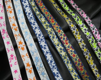 Jacquard Ribbon 5/8" (15.8MM) Metallic Stars *Colors* Per Yard
